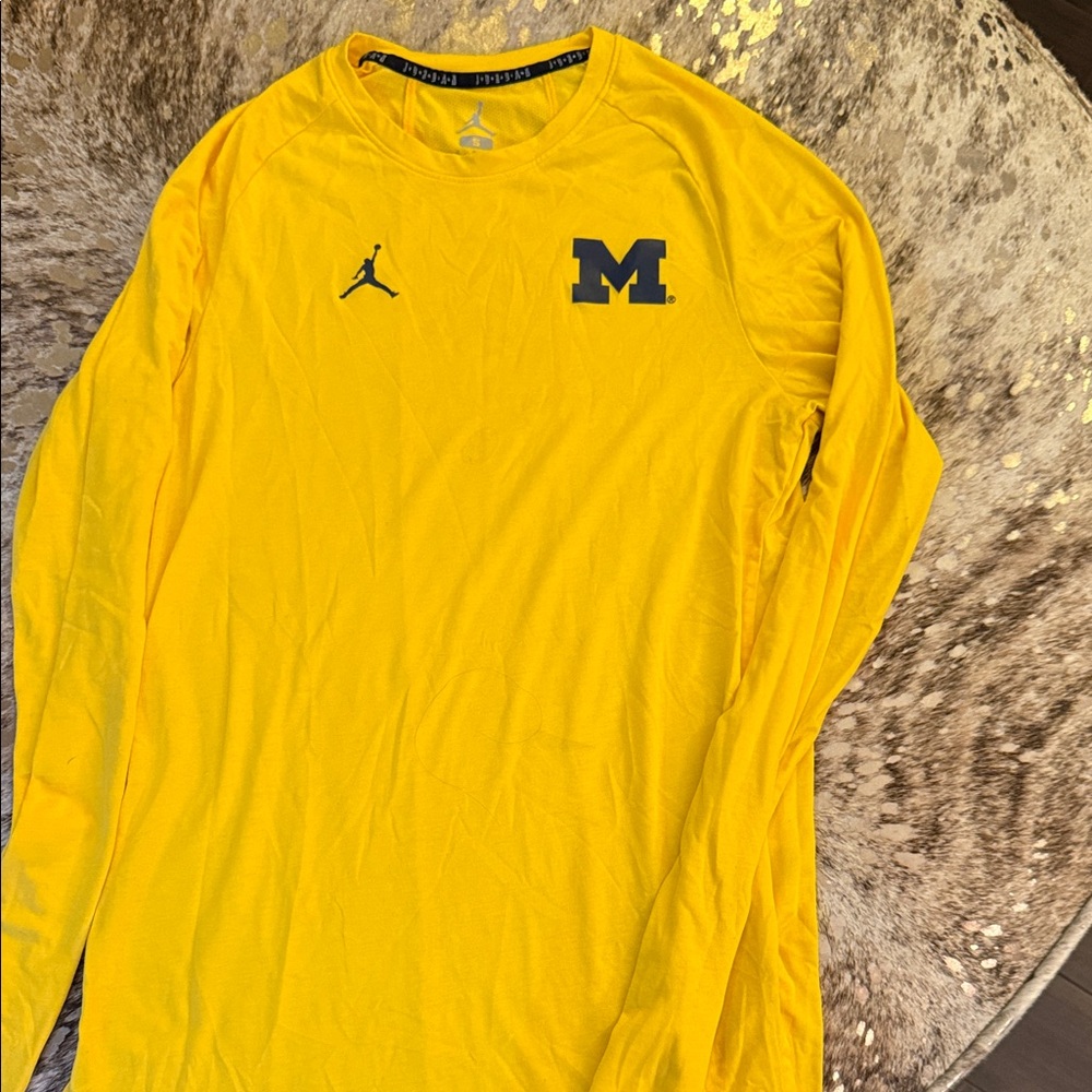 Nike Bright Yellow Long Sleeve Shirt university of michigan